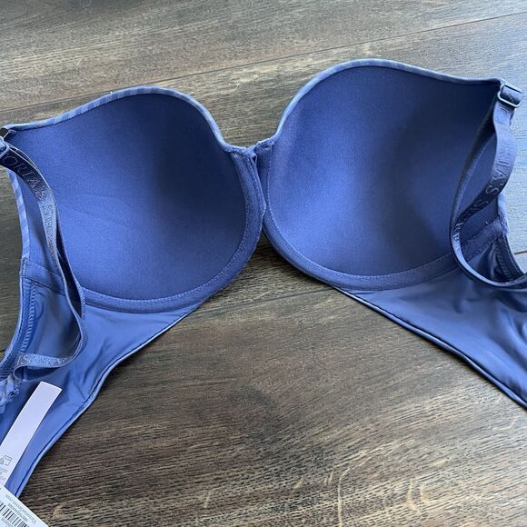 Victoria’s Secret NWT T-Shirt Push-up Bra Size 32DD Periwinkle Striped Full Cove - Picture 7 of 10